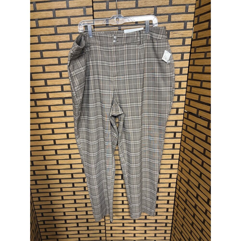 Cato Brown Plaid Dress Pants Size 20W